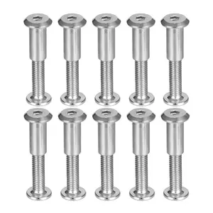 Screw Post Fit for 5/16"(8mm) Hole Dia, Male M6x30mm Belt Buckle Binding Bolts Leather Fastener Carbon Steel Silver 10 Sets