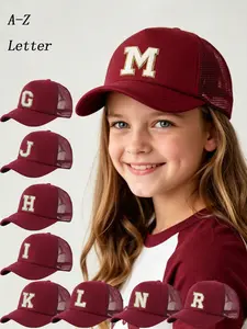 1PC Summer Breathable Sun Protection Baseball Cap, Customizable Letter Truck Driver Hat, Adjustable Fashion Outdoor Hat for Ages 8-16