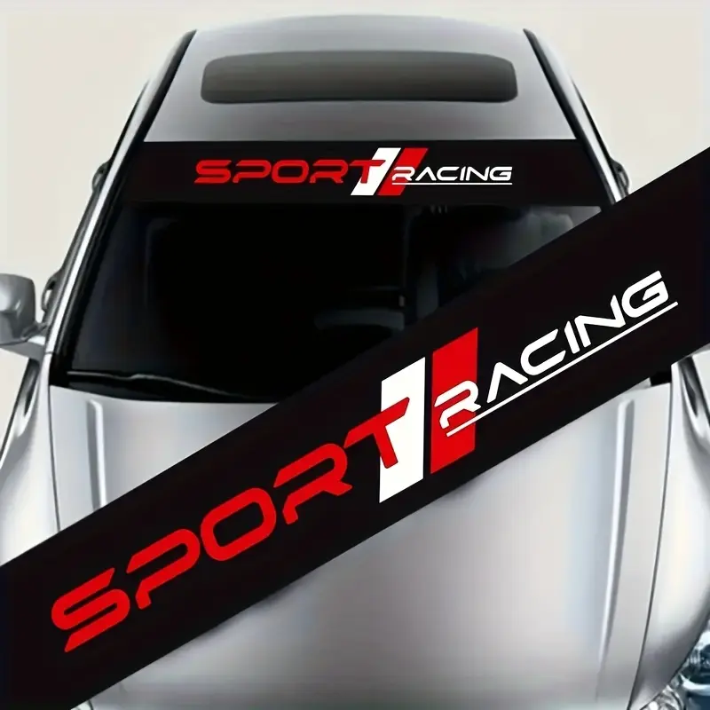 Sport Racing Letter Pattern Car Front Windshield Sticker, Car Body Scratches Masking Sticker, Waterproof UV Resistant Durable Car Sticker, Universal Car Sticker, Decal For Cars, Vinyl Sticker, Waterproof Decals