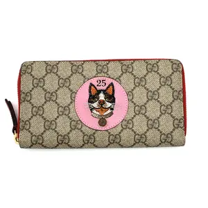 Pre-owned GUCCI Canvas Wallet Zip Around Bosco GG #3727