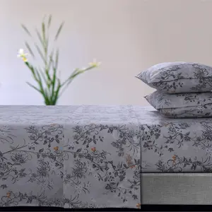Queen 170 GSM Extra Deep Pocket Flannel Sheet Set Katy Floral - Tribeca Living: 100% Cotton, Includes 4pc, Botanical Pattern