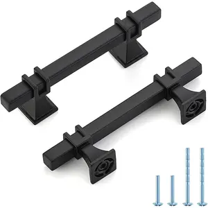 30 Pack 3 inch BlackCabinet Handles Square Zinc-Alloy Pulls for Kitchen Dresser Closet and Bathroom Cabinets