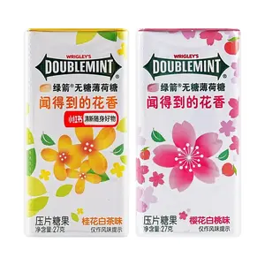 DOUBLEMINT Sugar-Free Floral Mint Candies - Sakura Peach & Osmanthus White Tea Flavors, 27g x 2 Boxes, Refreshing Breath Mints for Adults