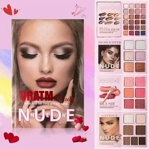 URATM Beauty Nude 24-Color Eyeshadow Palette - 5-Layer Book-Style Makeup Palette with 67 Pro Shades for Contour Blush Highlight Eyeshadow & Lipstick - Portable Long-Lasting Gift Set - Silky Smooth Formula