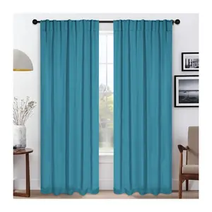 Superior Solid Blackout 2 Piece Back Tab Curtain Set, 52X84