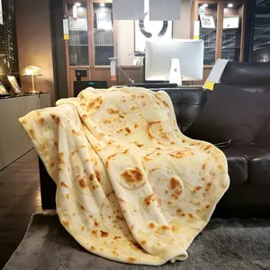 Soft Printed Flannel Blanket with Pizza Burger Donut Pattern, Cozy Gift for All Seasons, Perfect for Office School Home Picnic Travel