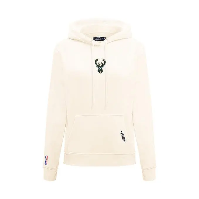 Women's Pro Standard Classic Icon Eggshell Milwaukee Bucks Hooded Sweatshirt