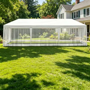 10' x 10'/20'/30' Canopy Tent w/Mesh Sidewalls, Outdoor Sun Shade Party Tent Commercial Gazebo Pergola Canopies for Patio Backyard Garden Events
