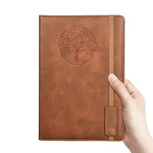 A5 Hardcover Leather Blank Journal with 256 Thick Pages, Lined Drawing, Leather, 180° Lay Flat Design & Secure Brass Button Closure