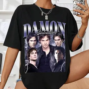 Damon Salvatore T-Shirt, Vampire Diaries Graphic Tee, Salvatore Brothers Tee Shirt, Movie Lover Gift, Salvatore Tee, Somerhalder Shirt