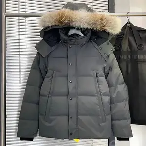 Static Cuff Mens Jacket Designer Puffer Jacket Women Wyndham Wolf Skin Collar Parka Winter Fashion Outdoor Warm Windproof Coat XS-2XL
