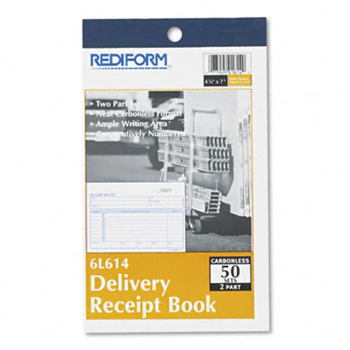 212 MAIN Preprinted Numbering Receipt Book, 6-3/8 x 4-1/4 In Carbonless 2-Part Receiving Delivery Receipts, 50 Sets