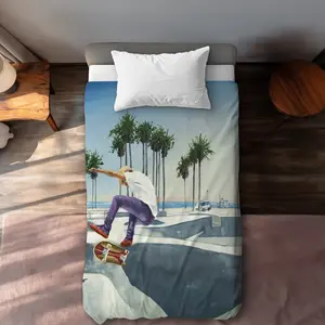 360 stand Gray California Beach Skate Park Twin Size Duvet Cover - Bedroom Bedding Set, Textiles & Soft Furnishings Home Decor, Twin Duvet Covers, Decorative Duvet Cover, Theme Bedding Set