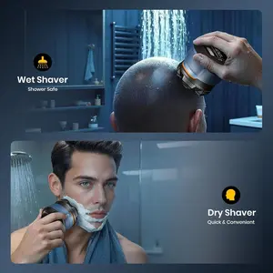 Upgrade Six-Blade Electric Shaver, Multi-Ring Blade Net Efficient Trimming, Stable Power Smooth Operation, Full Body Washable, Dry Wet Use