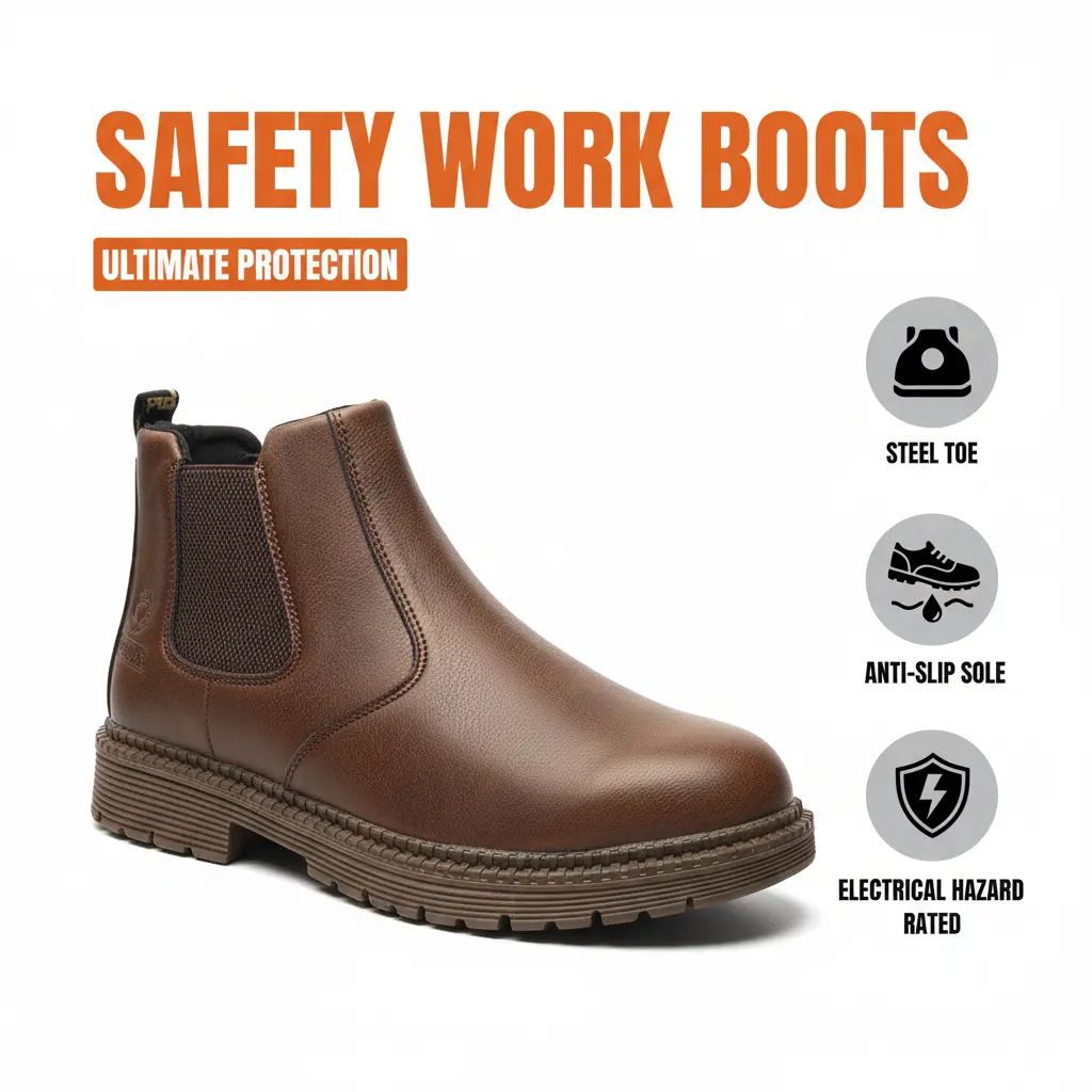 Heavy-Weight Splash-proof Smash-proof Puncture-proof Breathable Safety Shoes Unisex Chef Work Shoe Waterproof Anti-slip Durable Outdoor Comfortable for Airport Baggage Handlers Ground Crew Aviation Support Men Women Light Feel