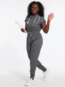 High Quality Slim Fit Sleeveless Scrubs With Stand Collar For Hospital Nurse Doctor And Beauty Salon