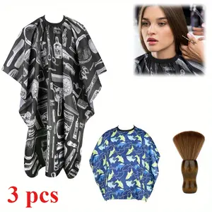 2 Pieces of Adjustable Hair Cutting Cloth with 1 Cleaning Brush, Reusable and Easy To Clean, Suitable for Home and Hair Salons Haircare , Textiles & Soft Furnishings