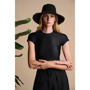 Charlotte Linen Fringe Sun Hat | Black