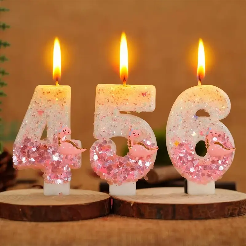 1pcs Dinosaur-Themed Number First Birthday Candles, Handmade Dinosaur Party Decorations, Ornaments, Happy Birthday Cake Toppers, Anniversary Party Supplies
