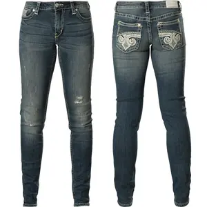 AFFLICTION Women's Denim Jeans JADE FLEUR GWEN Embroidered