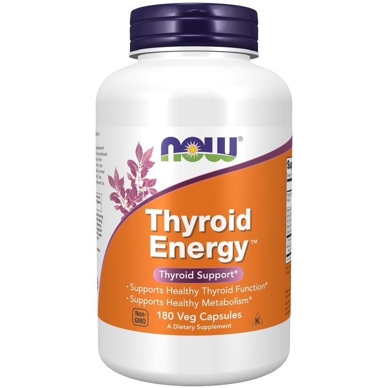 NOW Supplements Thyroid Energy Nutritional Supplement - Thyroid Health, Hormonal Support, Daily Nutritional Aid, Feel Good Energy, Iodine, Tyrosine, Selenium, Zinc, Copper, Adaptogens, Ayurvedic Botanicals, 2-Cap Daily Dose, Sugar Free, 180 Veg Capsules