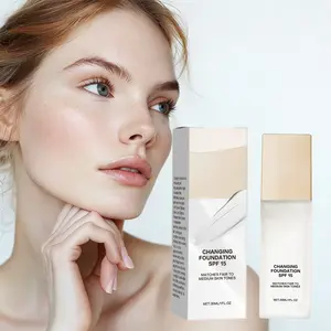 1PCS Color Changing Foundation With SPF15 Matches Fair to Medium Skin Tones  Hydrating & Lightweight Without White Cast Concealer Quick Makeup Convenient Base for Office Workers Commute
