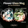 Double glass flower tea cup, 390ml glass coffee cup, insulated flower coffee cup, transparent cup with dried flowers. Drinkware Tumblers