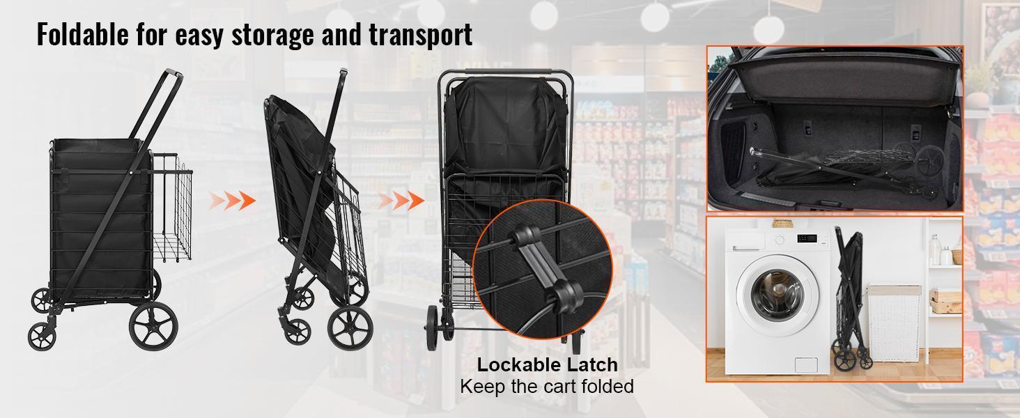 VEVOR Folding Shopping Cart with Removable Waterproof Liner, Max 330LBS Large Capacity Jumbo Grocery Cart with Dual Basket, 360° Swivel Wheels, Dense Metal Mesh Base, Heavy Duty Utility Cart VEVOR Folding Shopping Cart with Removable Waterproof Liner, Max 330LBS Large Capacity Jumbo Grocery Cart with Dual Basket, 360° Swivel Wheels, Dense Metal Mesh Base, Heavy Duty Utility Cart