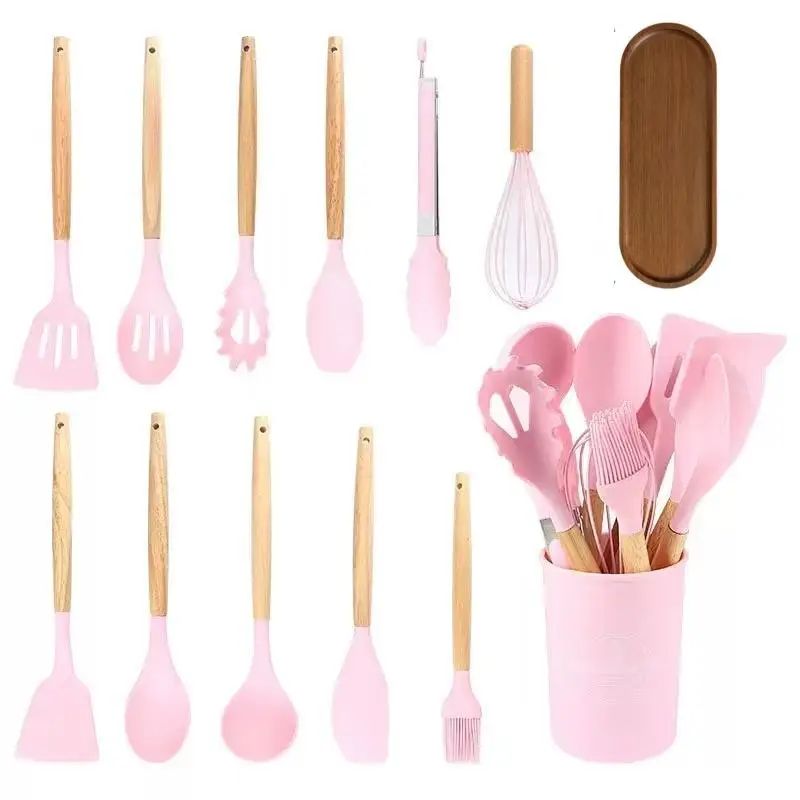 Silicone Kitchen Utensils Set, Heat Resistant Cooking Utensils Set with Storage Bucket, Kitchen Cooking Utensils Set for Non-stick Pans