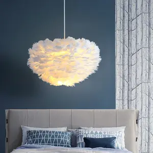 Feather Lampshade for Bedroom, Modern Bedside Light Shade, Living Room Girl's Room Decorative Lamp Cover