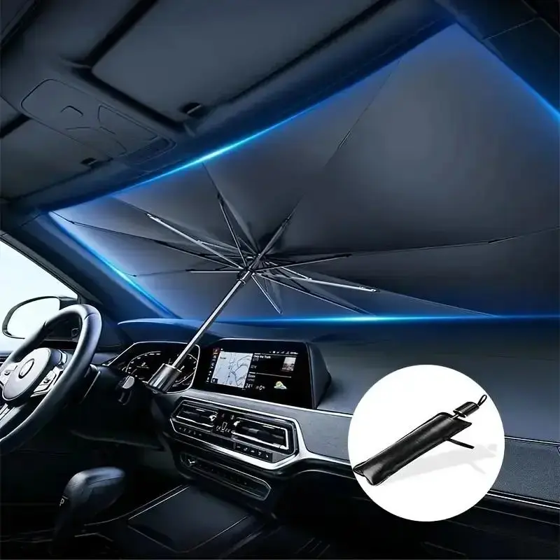 Car Sunshade, 1 Count Front Windshield Sunscreen HeatShield, Windscreen Shade Cover, Car Interior WindshieldSmall Car Cover Umbrella, Easy To Carry