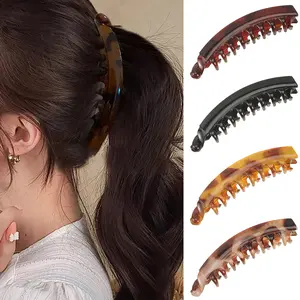 AWAYTR 4Pcs/Set Elegant Large Banana Hair Clips for Women Fashionable Banana Clip for All Hair Types Vintage Hair Clips Ponytail Clip