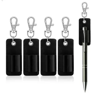 4 count Portable Lanyard Pen Holder, Leather Badge Pencil Pouch Pocket Protector for  or  Lanyard