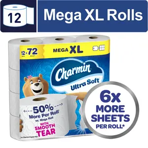Charmin Toilet Paper Ultra Soft, 12 Mega XL Rolls