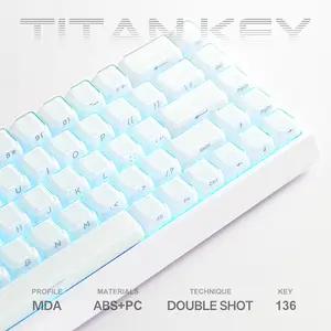 TITANNATION Crystal Jelly Translucent MDA Profile 136-Key Side carving Keycap Set（only keycap, not include a keyboard）