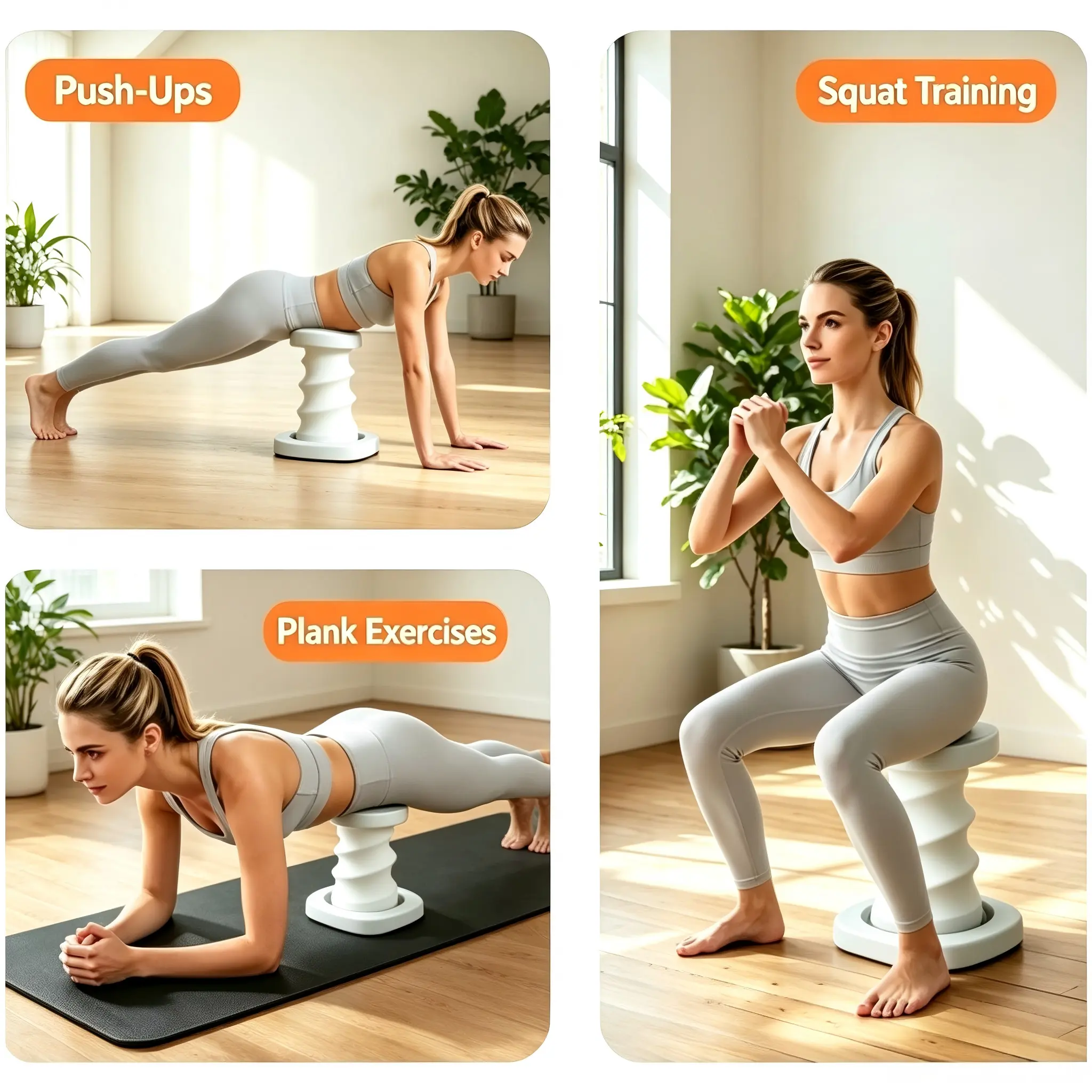 Adjustable Spring-Assisted Fitness Stool, Multifunctional Strength Training Equipment for Push-Ups, Squats, Plank Exercises, Indoor Home Gym for Beginners