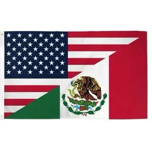 Mexico United States Friendship Flag 3x5 Feet - Vivid Colors - Fade Resistant - Two Metal Grommets Banners