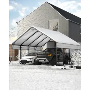 20x20FT Heavy Duty Metal Parking Canopy, All Weather Permanent Outdoor Shelter for Two Cars Trucks Tractors Boats