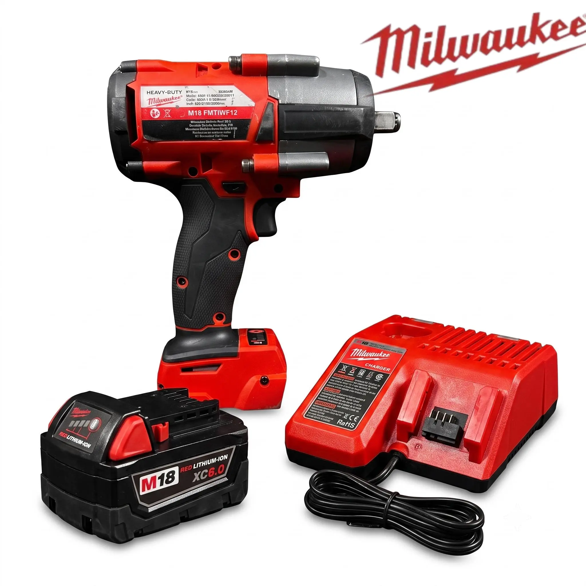 Milwaukee M18 1000Nm 1/2 Inch Drive Impact Wrench Set With XC6.0 Battery And Dedicated Charger, Suitable For Vehicle Maintenance Equipment Assembly And Site Construction, case hard portable tool box heavy-duty fastening tripod mount