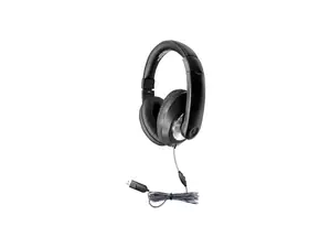HamiltonBuhl ST1BKU Smart-Trek Deluxe Stereo Headphone with In-Line Volume Control and USB Plug - Black