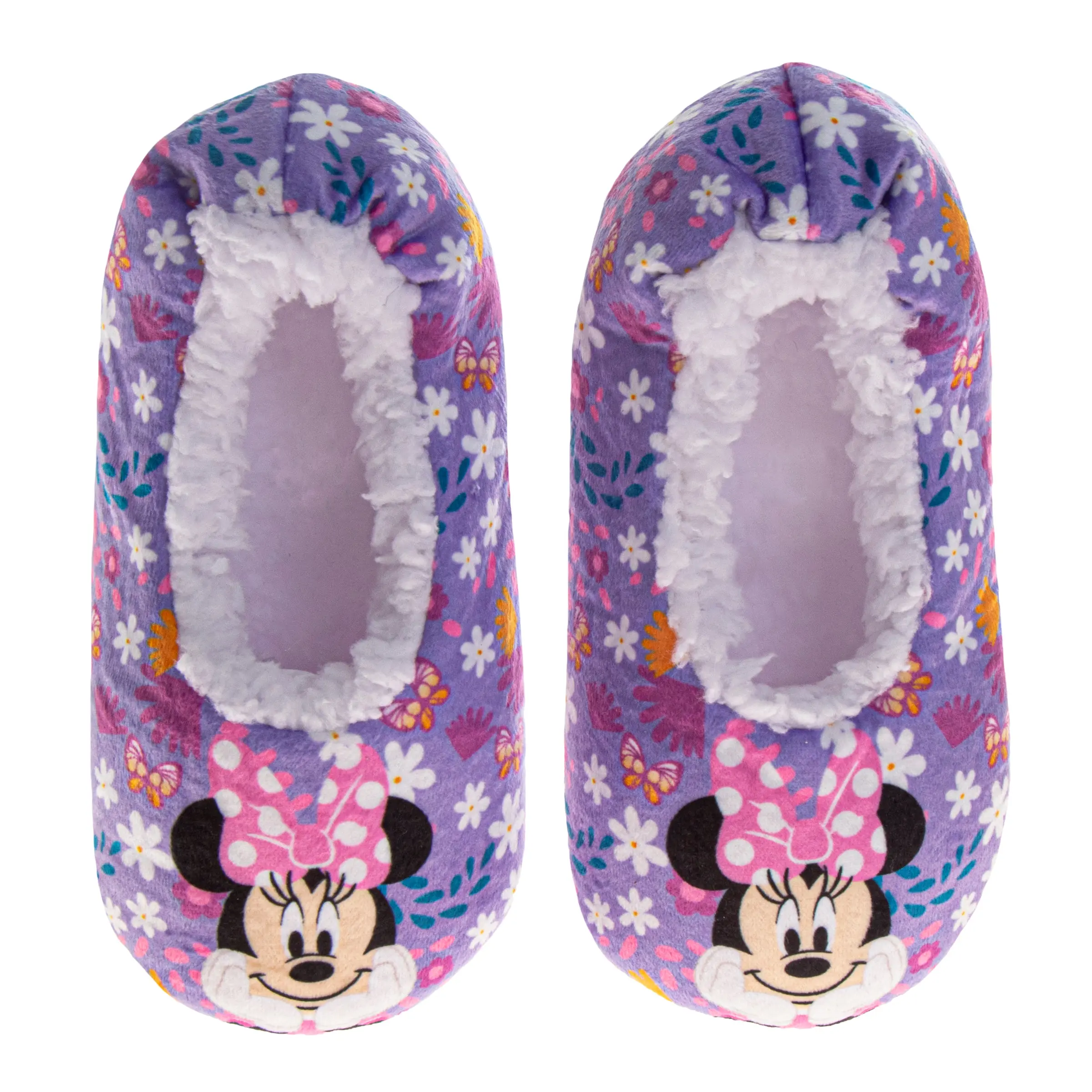 JOSMO KIDS Girls' Casual Cartoon Slippers, Soft Fabric House Shoes with Minnie Graphics, Cushioned Easy Slip-On for Toddlers, Bedtime & Playtime, Cute Soft Slippers, Slumber Slipper