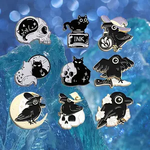 9PCS black cartoon animal pins, suitable for decoration on clothing and backpacks, suitable for men and women's birthdays to wear frequently, exquisite gifts to give to family and friends are very suitable