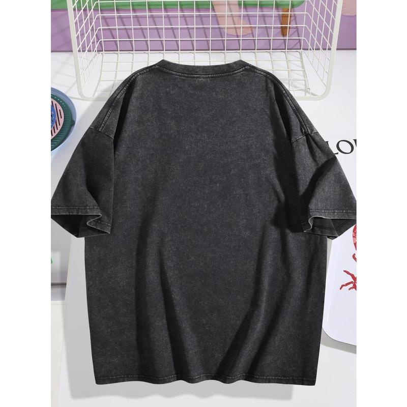 Winter outfits Retro Washed T-Shirt Double Sided Printed 230 Pure Cotton'GOD HAS A PLAN' Letter Print Men's Casual ComfortableFashionable Street Style Cotton Distressed FestiveMenswear Tops slightly cropped shirt men