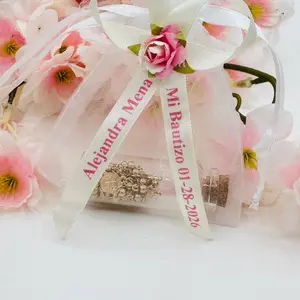 12pcs Recuerdos para Bautizo con listón personalizado