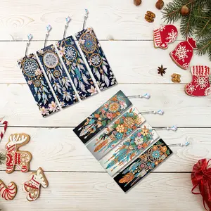 8Pcs Colored Patterns DIY Diamond Painting Bookmark Irregular Shaped Diamonds Diamond Bookmark Art Projects with Crystal Pendants Diamond Art Bookmark for DIY Making Beginners Adult Art Craft Supplies