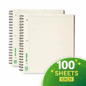 Grid+Bound Engineering Notebook, Spiral-Bound, 2 Pack, 8.5" x 11", Green Tint, Margin Front, 5x5 Graph , 100 Sheets per Notebook
