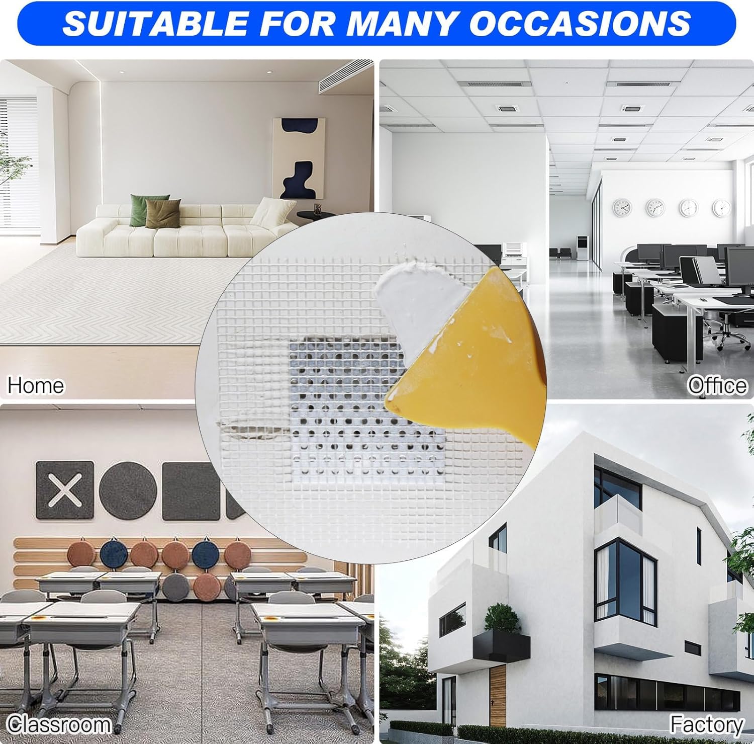 SEISSO Drywall Repair Kit, White- Wall Mending Agent 250 g* 2, Wall Repair Paste Plaster, 1 Pack Wall Putty, Repair Tape and Wall Repair Patch with 2inch 4inch, Quick Fill Crack and Nail Hole