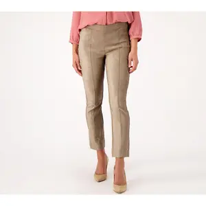 NYDJ Suede Pull-On Slim Bootcut Pants- Saddle Wood