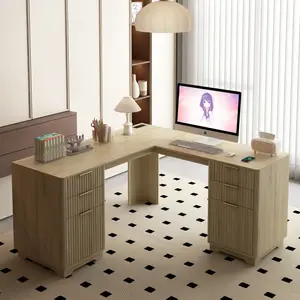 ARCH L Shaped Desk,Computer Desk with Drawers,Bookshelf,Modern Corner Desk,Home Office Desk,L-Shaped Study Table Writing Desk,Corner Gaming Computer Desk with Storage, Mdf Board, Charging Ports