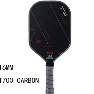 Superior quality T700 textured matte carbon fiber pickleball racket, one-piece paddle, same model as famous brands, 16mm thick, for professional competition use